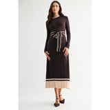 RIBBED MIDI SWEATER DRESS WITH BELT
