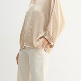 Satin Dolman Sleeve Blouse