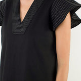 The Millie Dress in Black with White Stitching