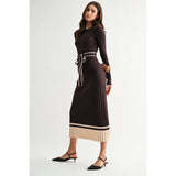 RIBBED MIDI SWEATER DRESS WITH BELT