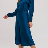 FINAL SALE: Satin Dolman Sleeve Midi Dress