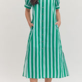 The Marie Dress in Green Stripe