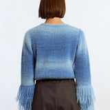 FINAL SALE: MB Fringed Sleeve Sweater in Light Blue