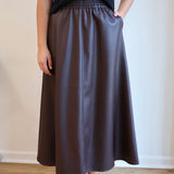 Esqualo Faux Leather Skirt in Chocolate Brown