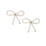 Petite Pearl Bow Stud Holiday Earrings