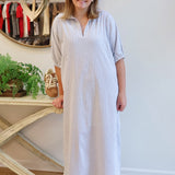 The Blakely Dress in Grey Stripe