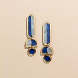 Lanie - Blue Gold Colorful Acrylic Dangle Statement Earrings