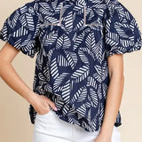 Navy Leaves Top