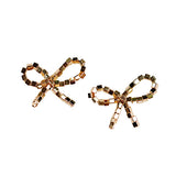Mini Gold Beaded Bow Earrings