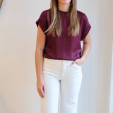 Esqualo Satin Roll-Up Sleeve Top