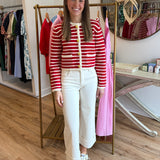 FINAL SALE: The Molly Red/White Cardigan