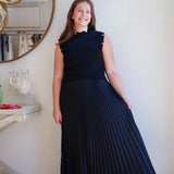 The Hazel Pleated Skirt in Black