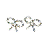 Sparkling Diamond Mini Holiday Statement Bow Earrings