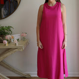 Jade Zig-Zag Trim Column Dress in Berry