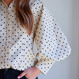 Puff Sleeve Puff Sleeve Top in Brown Polka Dot