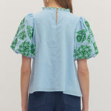 The Ellie Top in Sky Blue and Green