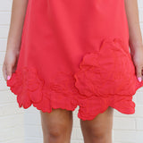 3D Floral Appliqué Sleeveless Shift Mini Dress
