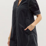 The Margot Dress in Black with White Trim