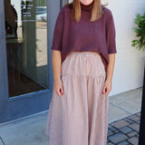 Gingham Tiered Maxi Skirt in Chocolate