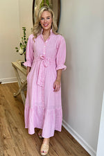 0 Holly Shae Catherine Midi in Pink/White Seersucker