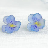 RESTOCKED: Blue Pansy Earrings