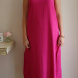 Jade Zig-Zag Trim Column Dress in Berry