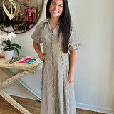 Olive and Off White Midi with Collar