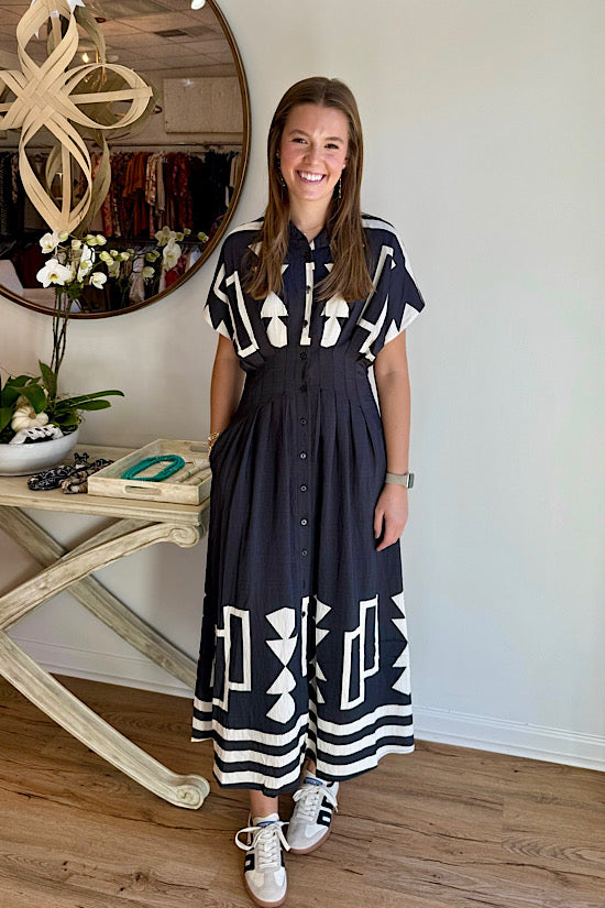 The Geo Print Midi Dress