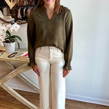Faux Suede Long Sleeve Top