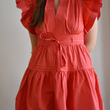 Flutter Sleeve Poplin Mini Dress