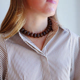Bailey Chunky Beaded Necklace- Brown
