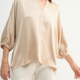 Satin Dolman Sleeve Blouse
