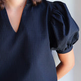 Black Waffle Textured Top