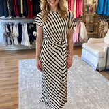 Fantastica Black and White Knit Stripe Dress