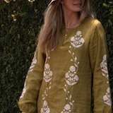 Madison Matthews Sara Maxi Dress in Long Sleeve Bay Leaf Green