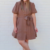 Joy Joy Puff Sleeve Dress in Coco