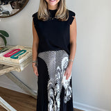 Ines Ribbon Print Pleated Skirt