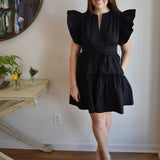 Flutter Sleeve Poplin Mini Dress