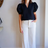 Black Waffle Textured Top