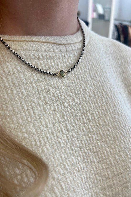 Antique Silver Finish Labradorite Necklace