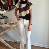 Brown and Ecru Sleeveless Sweater