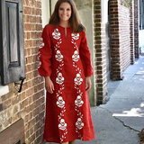 Madison Matthews Sara maxi Dress in Long Sleeve Red Linen