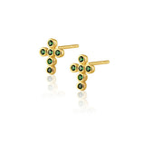 Mimi Cross Studs in Emerald