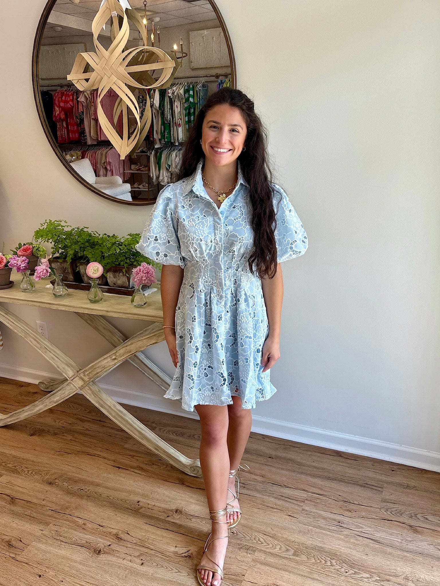 Sky Blue Floral Dress Wonderfully Made Clothing Co. Sky Blue Floral Dress Wonderfully Made Clothing Co.
