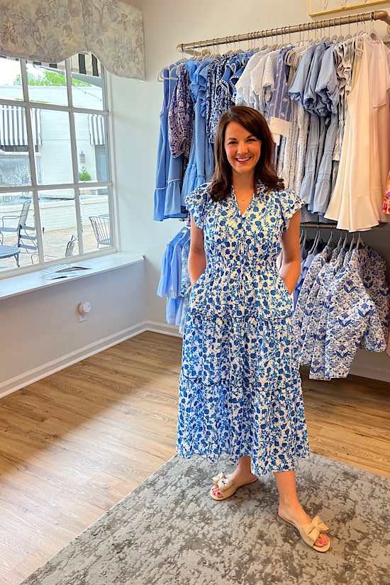 The Virginia Dress in Blue Floral