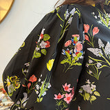 The Floral Smocked Top in Black