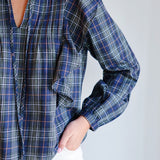 MB Green and Navy Plaid Top