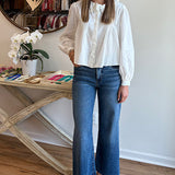 Ruffled and Pintuck Blouse in White