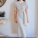 Chocolate Brown Stripe Knit Maxi