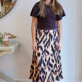 Esqualo Pleated Cheetah Print Skirt